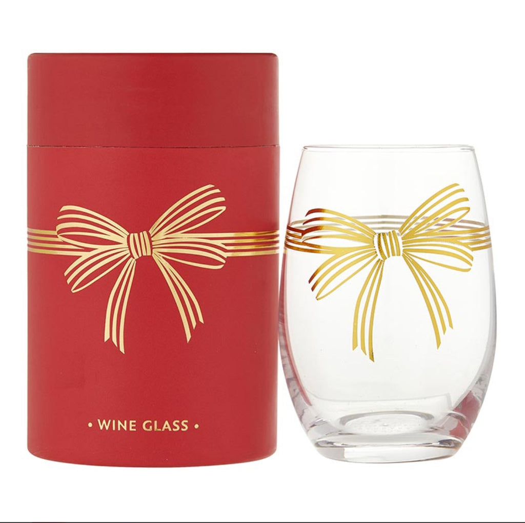 SBDS Wine Glass Gold Bow